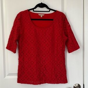 Banana Republic Dark Orange Lace Scoop Neck Top, size large